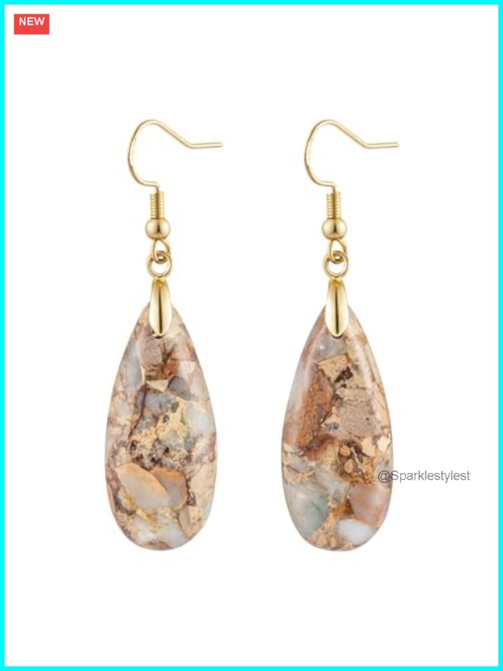 Teardrop Jasper Stone Dangle Drop Earrings for Women